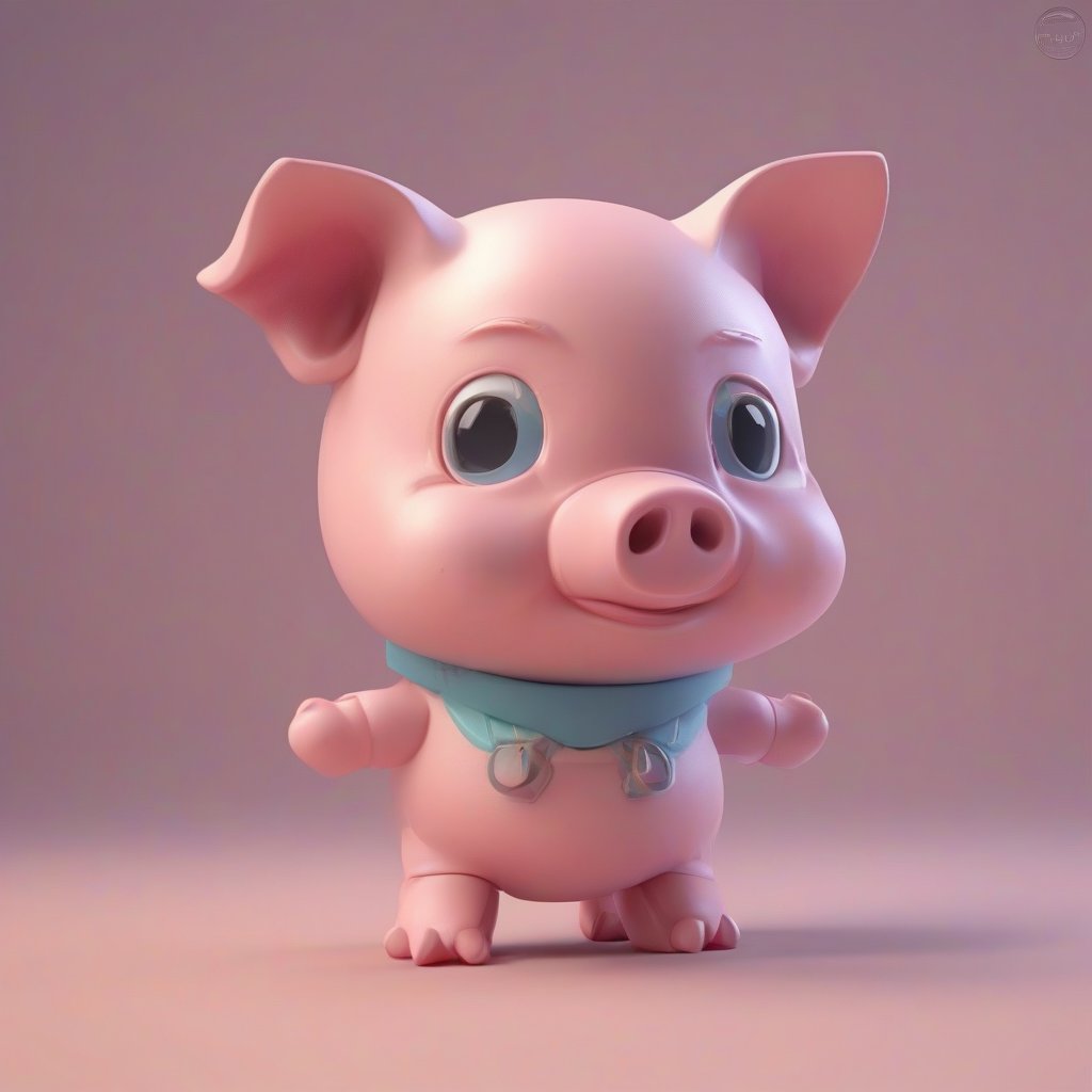 tiny cute pig toy, standing character, soft smooth lighting, soft pastel colors, skottie young, 3d blender render, polycount, modular constructivism, pop surrealism, physically based rendering, square image